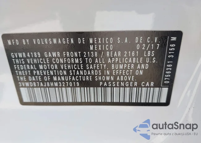 3VWDB7AJ8HM327019: 43166483