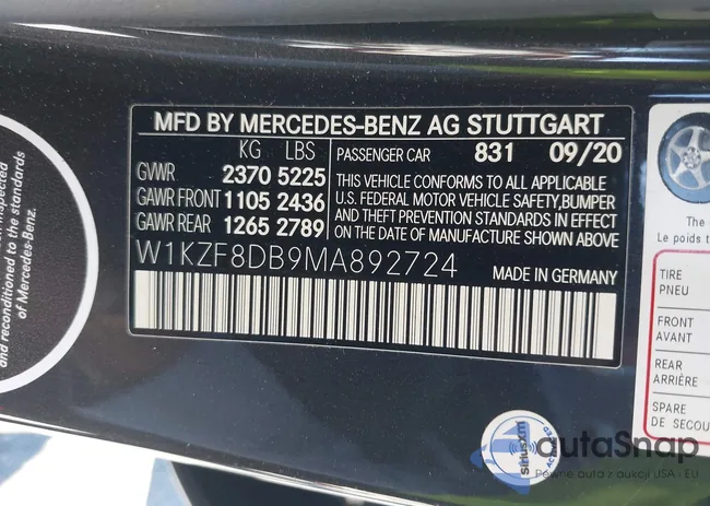 W1KZF8DB9MA892724: 43166558