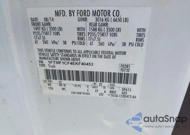 1FTMF1CF4EKF40453: 43165664