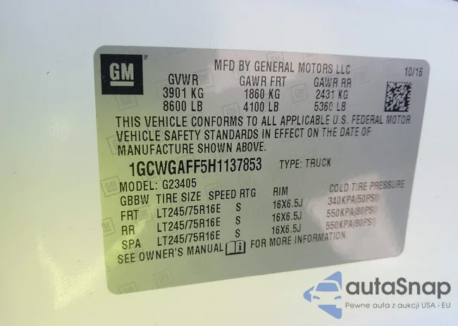 1GCWGAFF5H1137853: 43165672