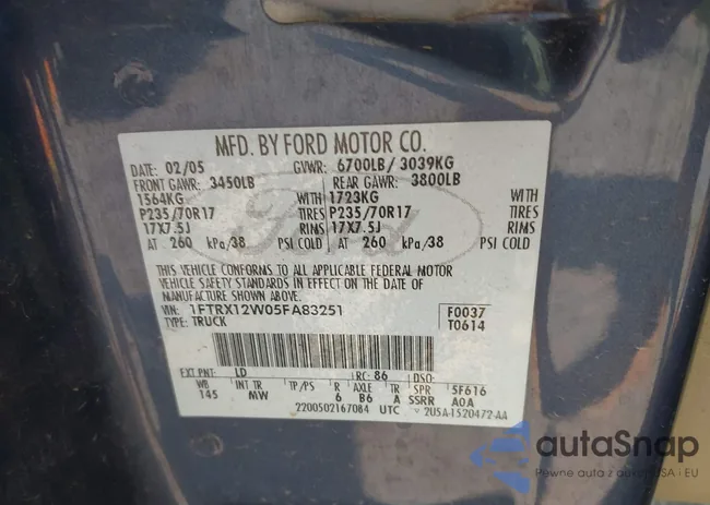 1FTRX12W05FA83251: 43165741