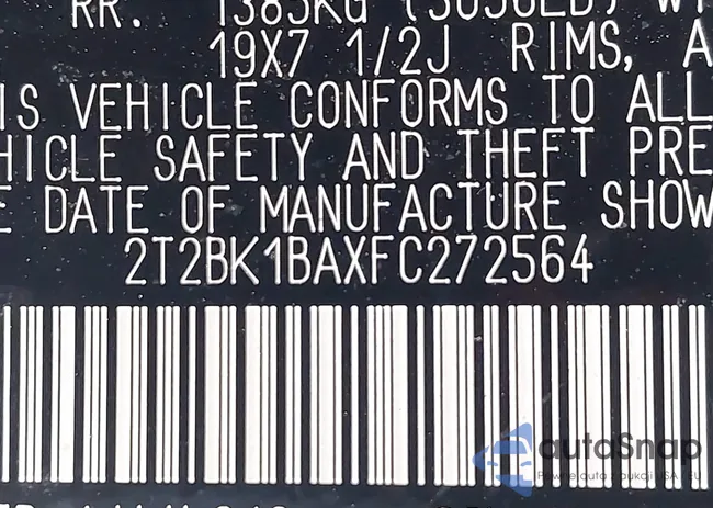 2T2BK1BAXFC272564: 43165811