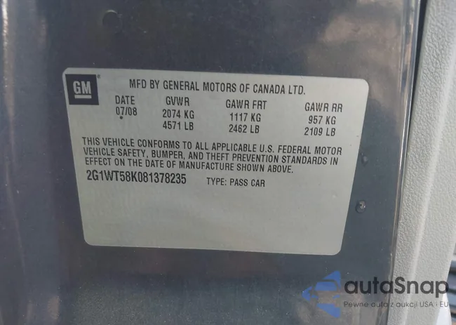 2G1WT58K081378235: 43165831