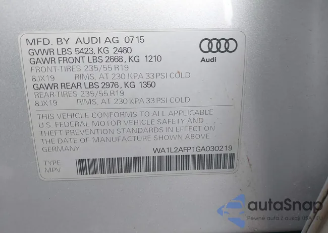 WA1L2AFP1GA030219: 43165833