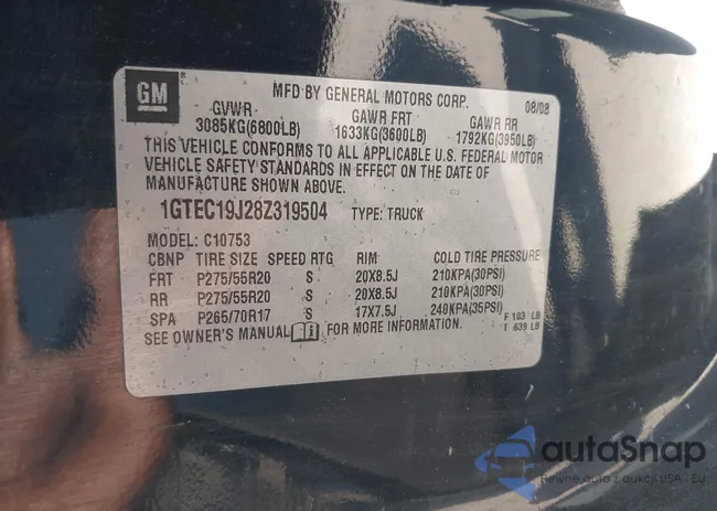 1GTEC19J28Z319504: 43165947