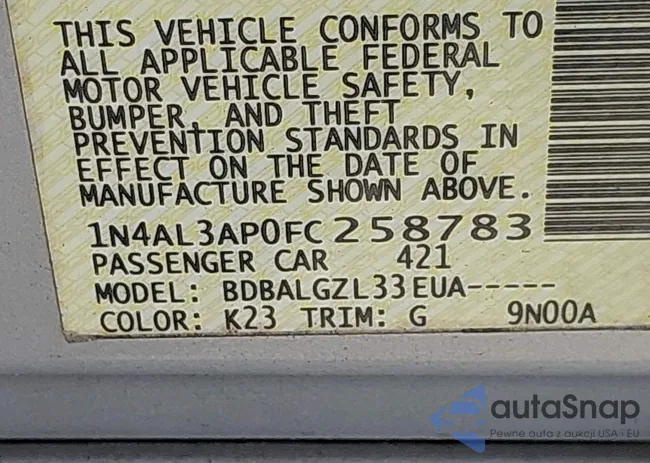 1N4AL3AP0FC258783: 43165951