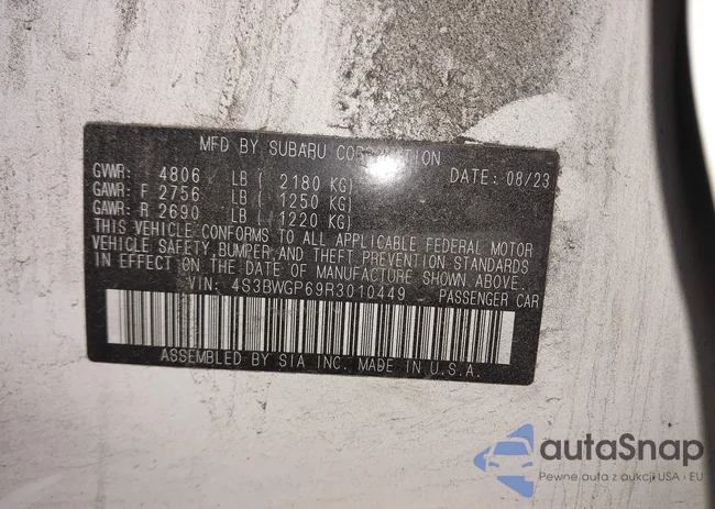 4S3BWGP69R3010449: 43165973