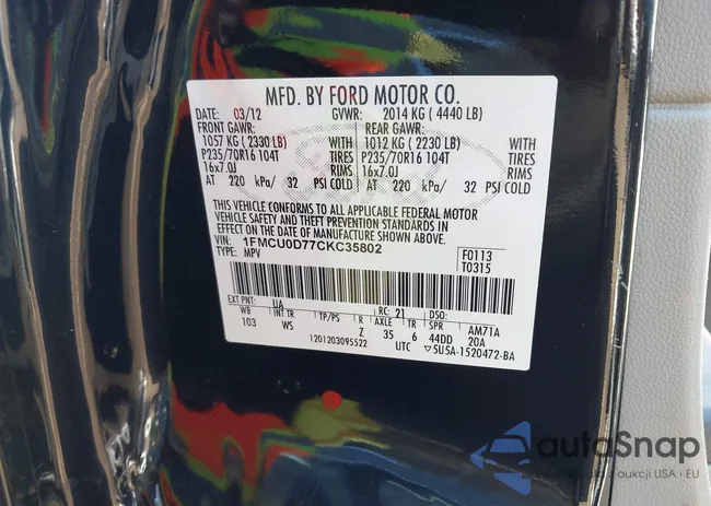 1FMCU0D77CKC35802: 43166002