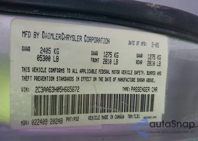 2C3AA63H05H665672: 43167186