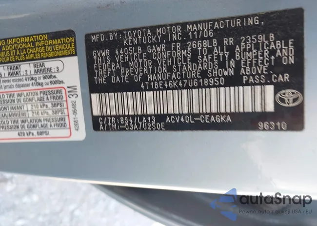 4T1BE46K47U618950: 43167227