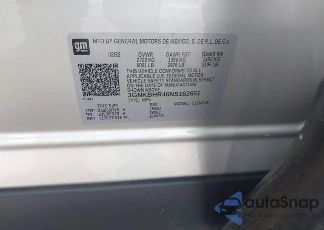 3GNKBHR46NS162651: 43167239