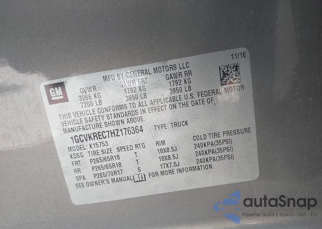 1GCVKREC7HZ176364: 43167253