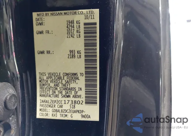 1N4AL2EP2CC173802: 43167290