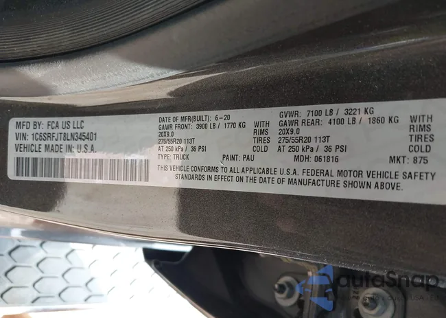 1C6SRFJT8LN345401: 43167307