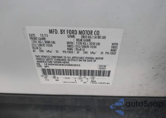 1FM5K8D84GGB83933: 43167346