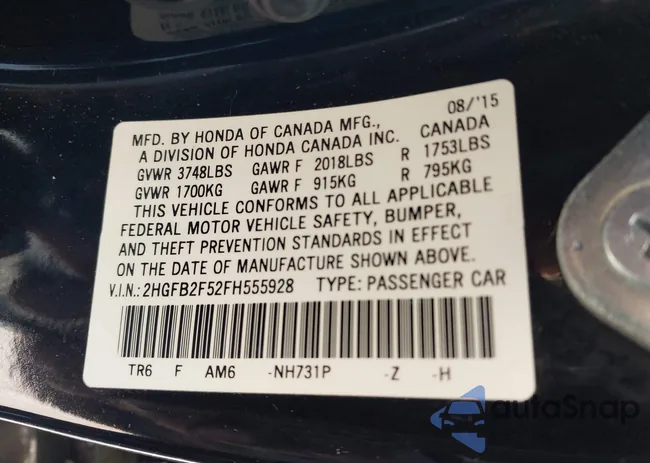 2HGFB2F52FH555928: 43167353