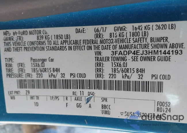 3FADP4EJ3HM144193: 43167391