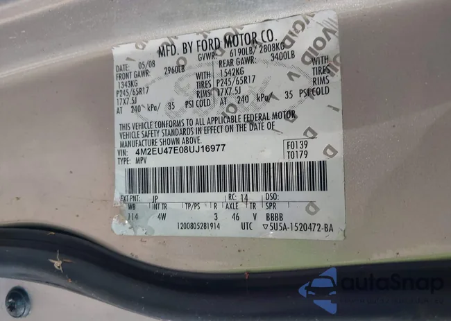 4M2EU47E08UJ16977: 43167432