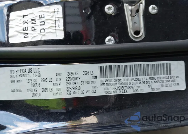 1C4PJMDX5KD345207: 43167443