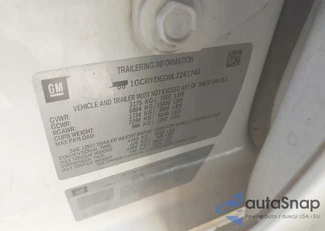 1GCRYDED9LZ261744: 43167474