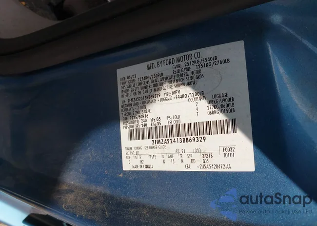 2FMZA52413BB69329: 43167523