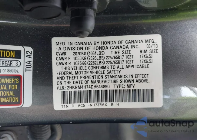 2HKRM4H74DH644890: 43167568