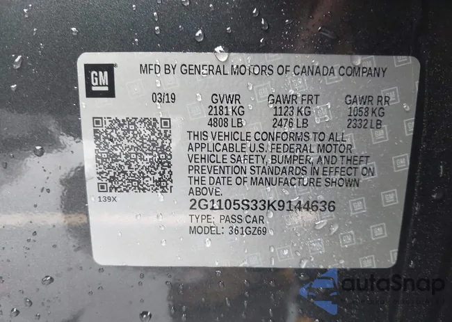 2G1105S33K9144636: 43167582