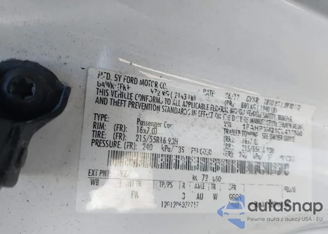 1FAHP3M21CL437560: 43167587