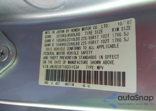 JHLRE38718C011534: 43166631