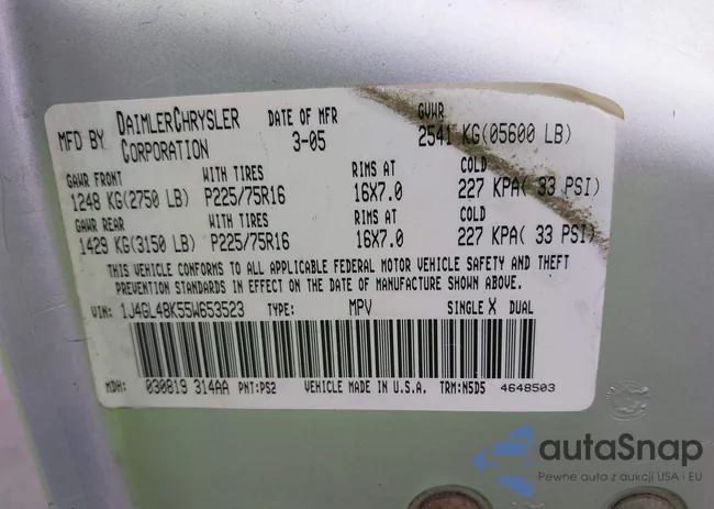 1J4GL48K55W653523: 43166794