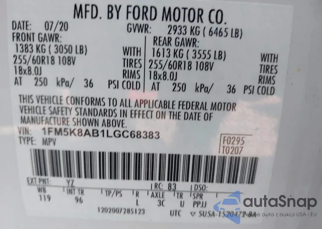 1FM5K8AB1LGC68383: 43166801