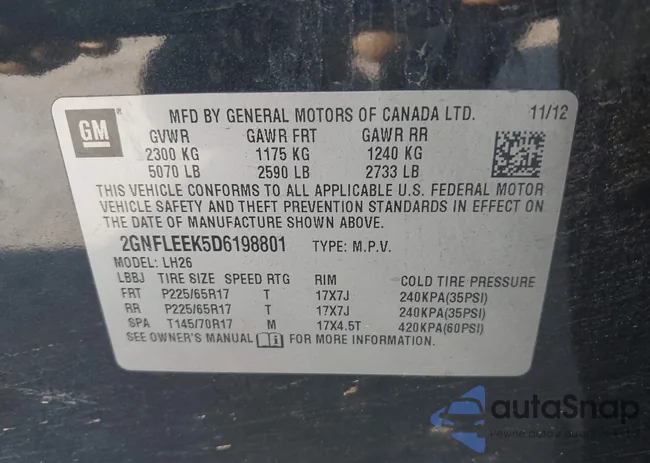 2GNFLEEK5D6198801: 43166812