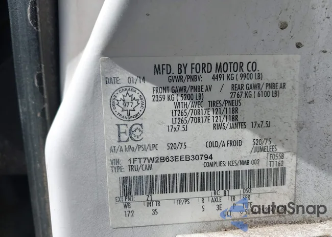 1FT7W2B63EEB30794: 43168104