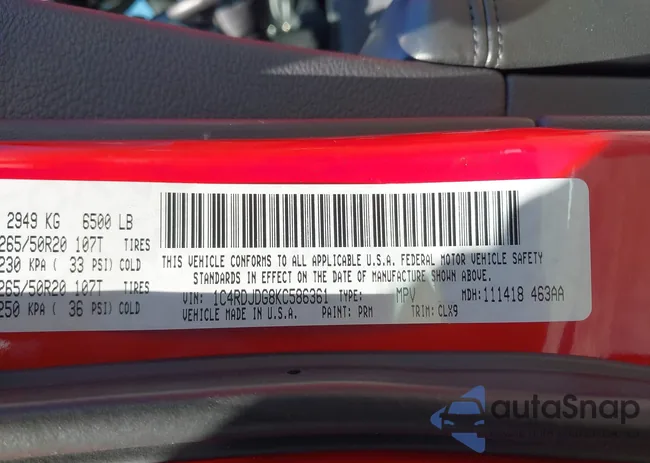 1C4RDJDG8KC586361: 43168155