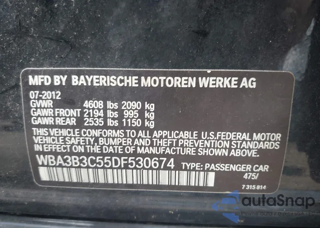 WBA3B3C55DF530674: 43168227