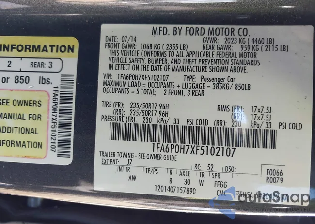 1FA6P0H7XF5102107: 43168236