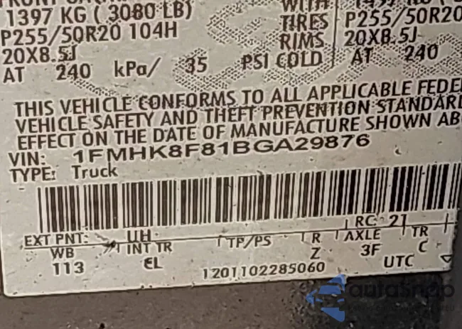 1FMHK8F81BGA29876: 43168248