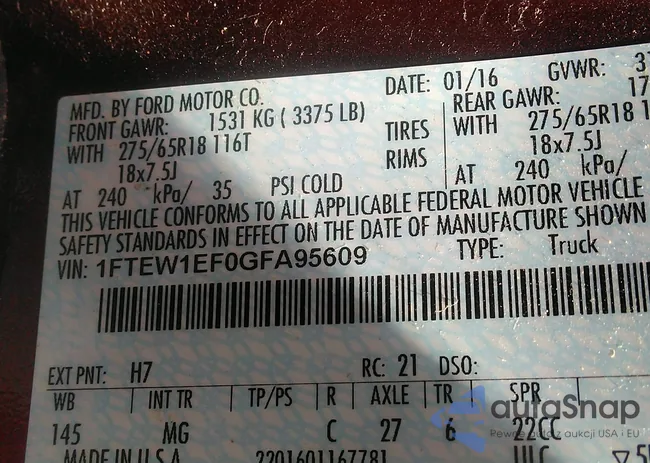 1FTEW1EF0GFA95609: 43168269