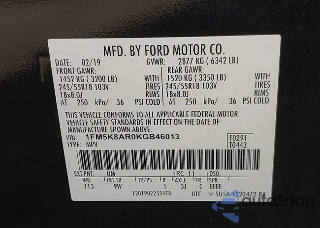 1FM5K8AR0KGB46013: 43168275