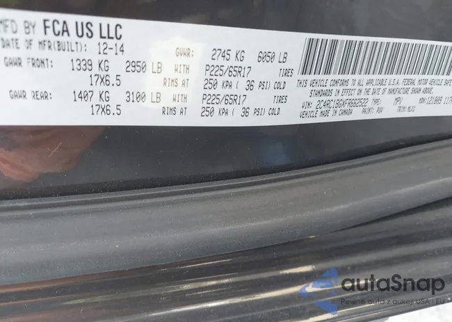 2C4RC1BGXFR662522: 43168278