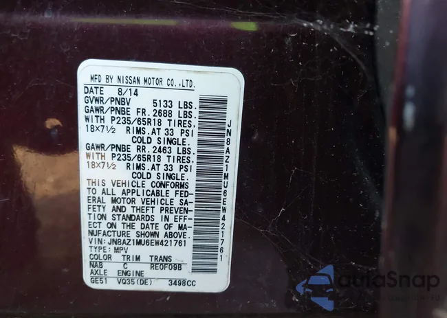 JN8AZ1MU6EW421761: 43168347