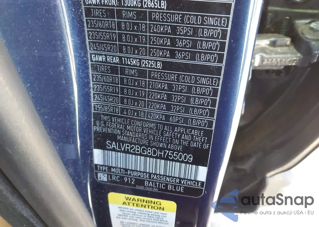 SALVR2BG8DH755009: 43168415