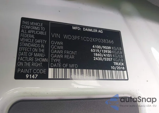 WD3PF1CD2KP038366: 43168461