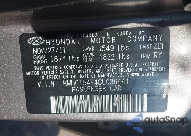 KMHCT5AE4CU036441: 43168504