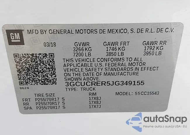 3GCUCRER5JG349155: 43168522