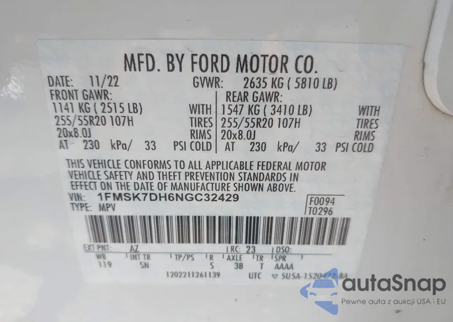 1FMSK7DH6NGC32429: 43168534