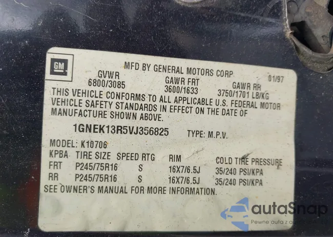 1GNEK13R5VJ356825: 43168560