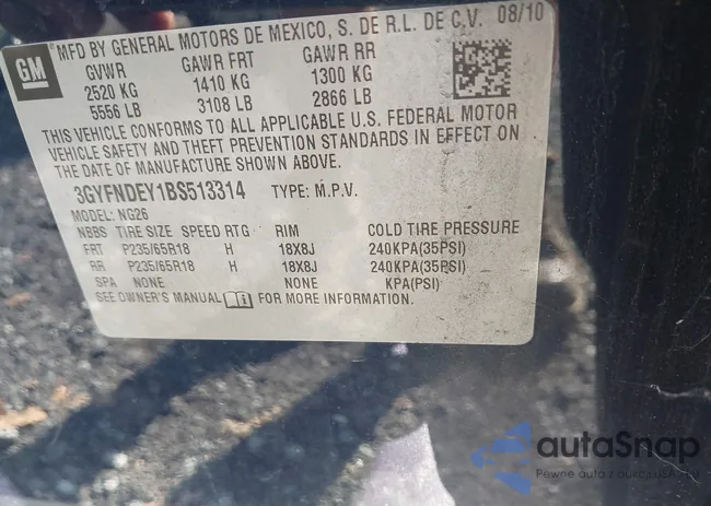 3GYFNDEY1BS513314: 43167684