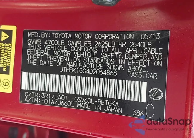 JTHBK1GG4D2064868: 43167695