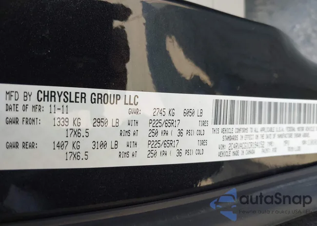 2C4RVACG1CR194152: 43167706